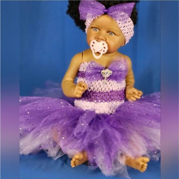 BLACK FRIDAY SALE Baby TuTu Dress & Headband Set Purple & Lav Sz NB - 6 Mos NWT - Picture 8 of 10